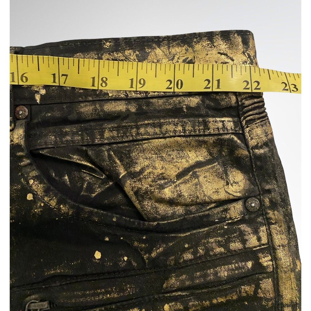 Rockstar Original Men's Gold Metallic Biker Moto Jeans 44 Button Fly Streetwear - Picture 10 of 12